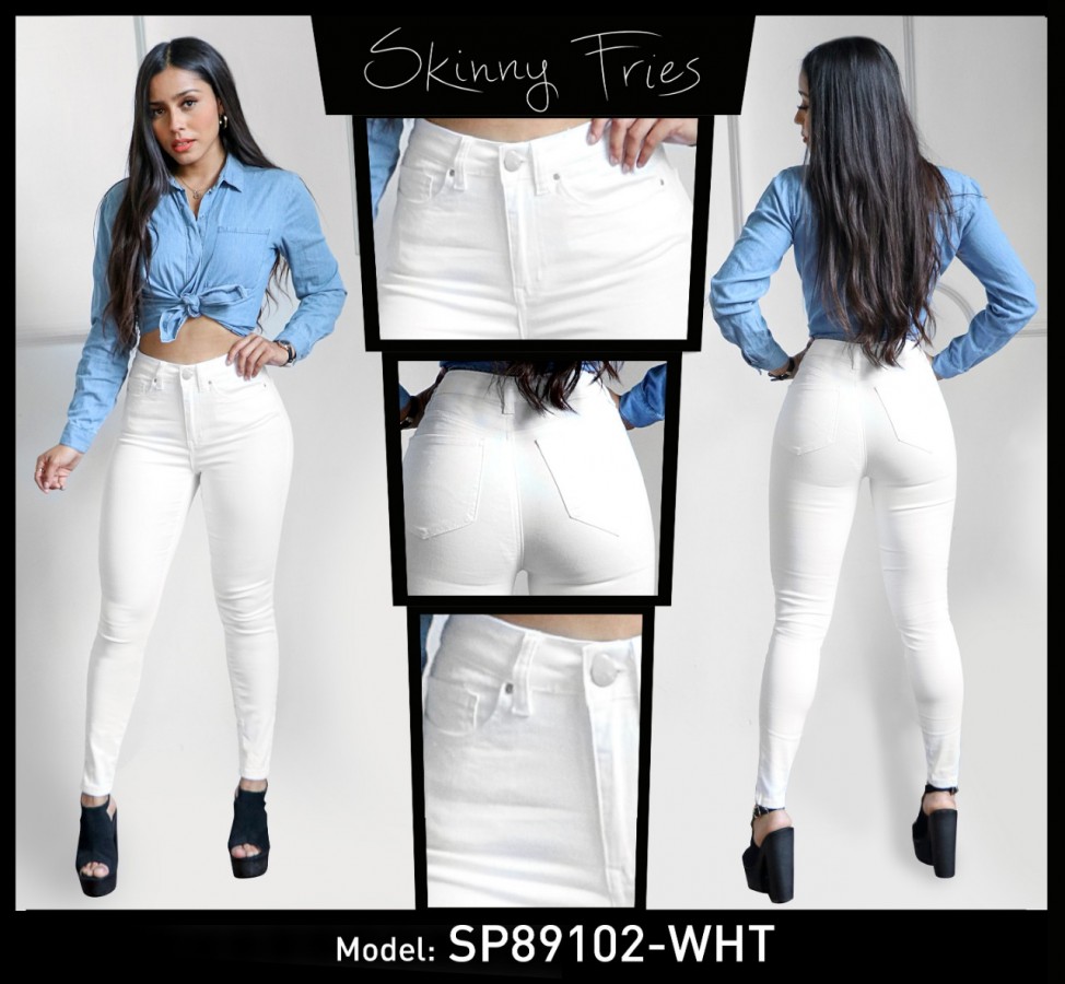 Pantalón SKF 89102W blanco tiro alto