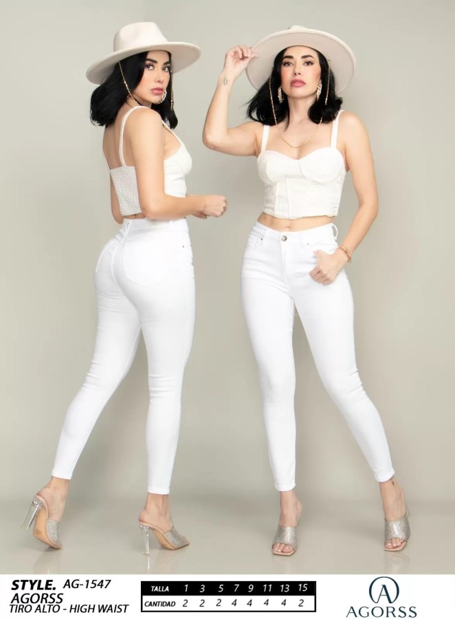 Pantalón Agorss 1547 blanco tiro alto